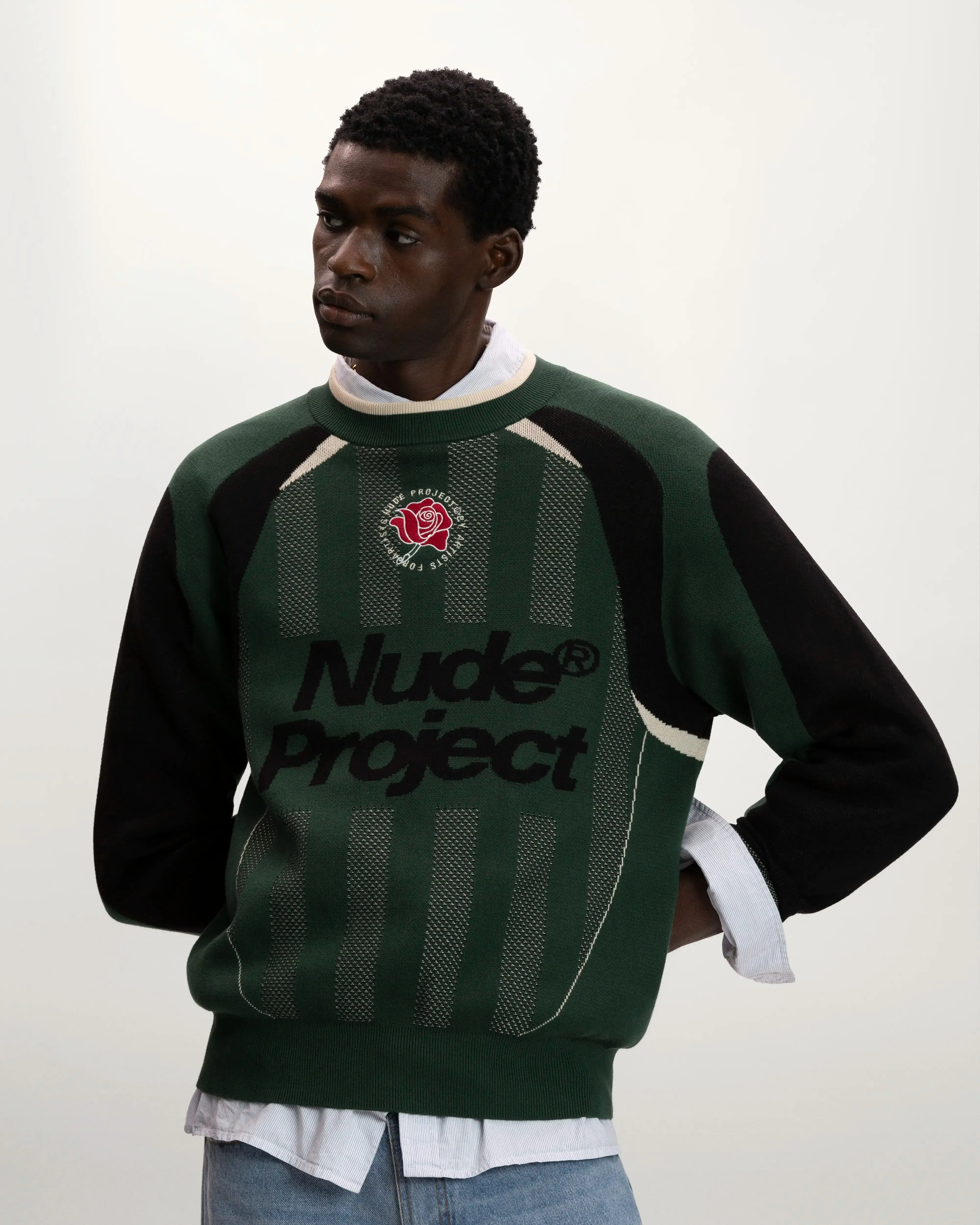 Grass Football Knit Sweater Green sold by Nude Project product image thumbnail 2