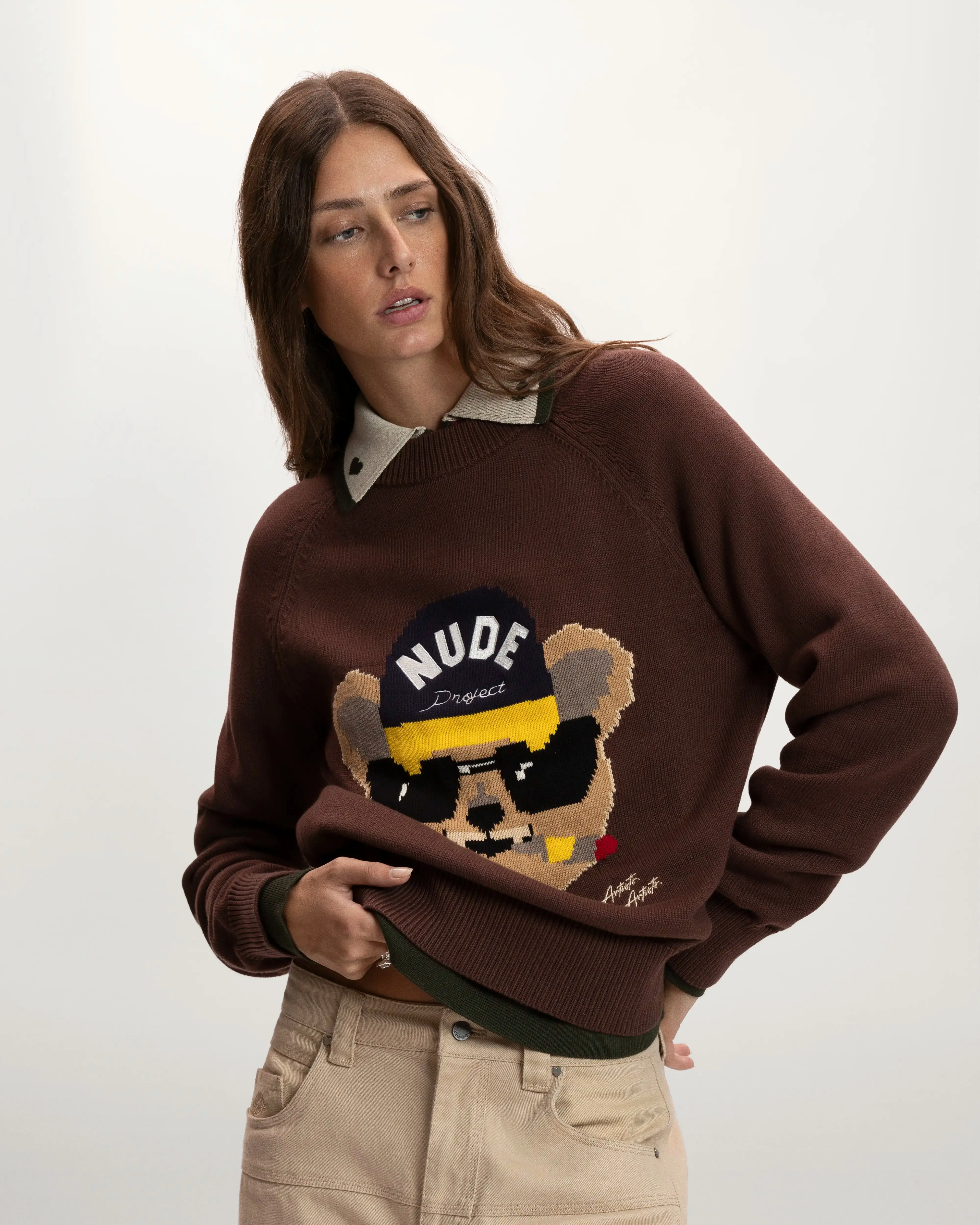 Teddy Knit Sweater Brown sold by Nude Project product image thumbnail 4