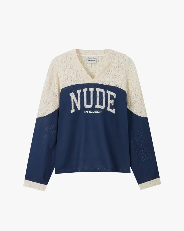 Baller Neck Long-Sleeve Tee Navy sold by Nude Project
