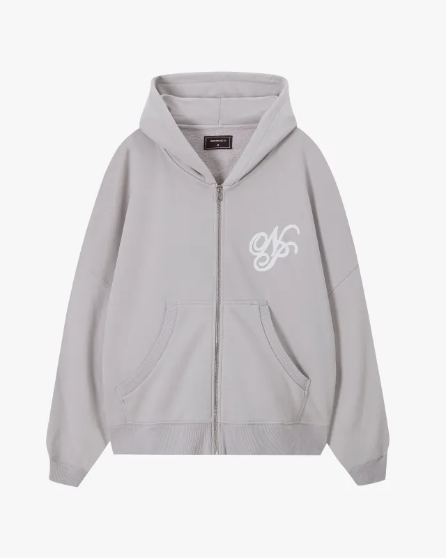 Puffy Zip-Up Boxy Hoodie Grey sold by Nude Project