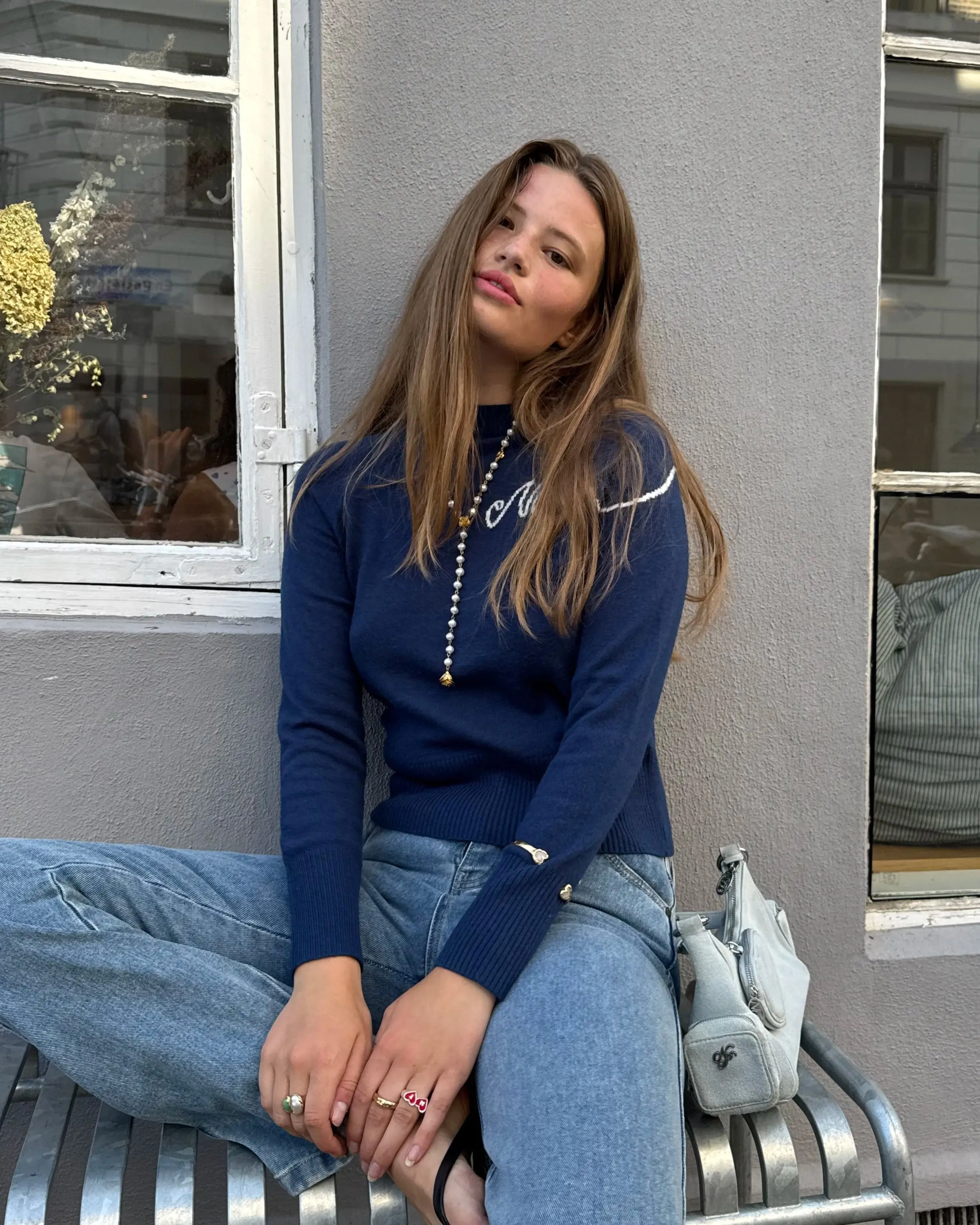 Busy Knit Sweater Navy sold by Nude Project product image thumbnail 2