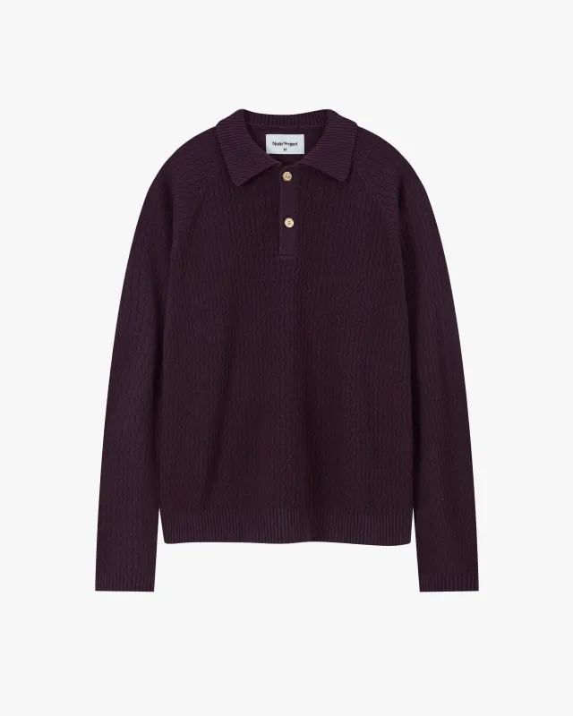 Elegant Knit Polo Burgundy sold by Nude Project