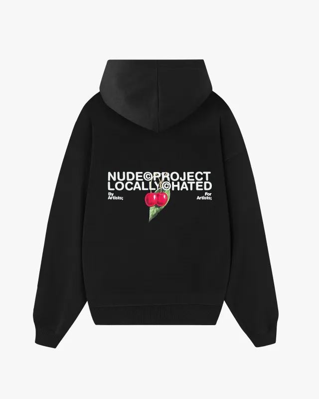 Locally Hated Cherry Hoodie Black sold by Nude Project