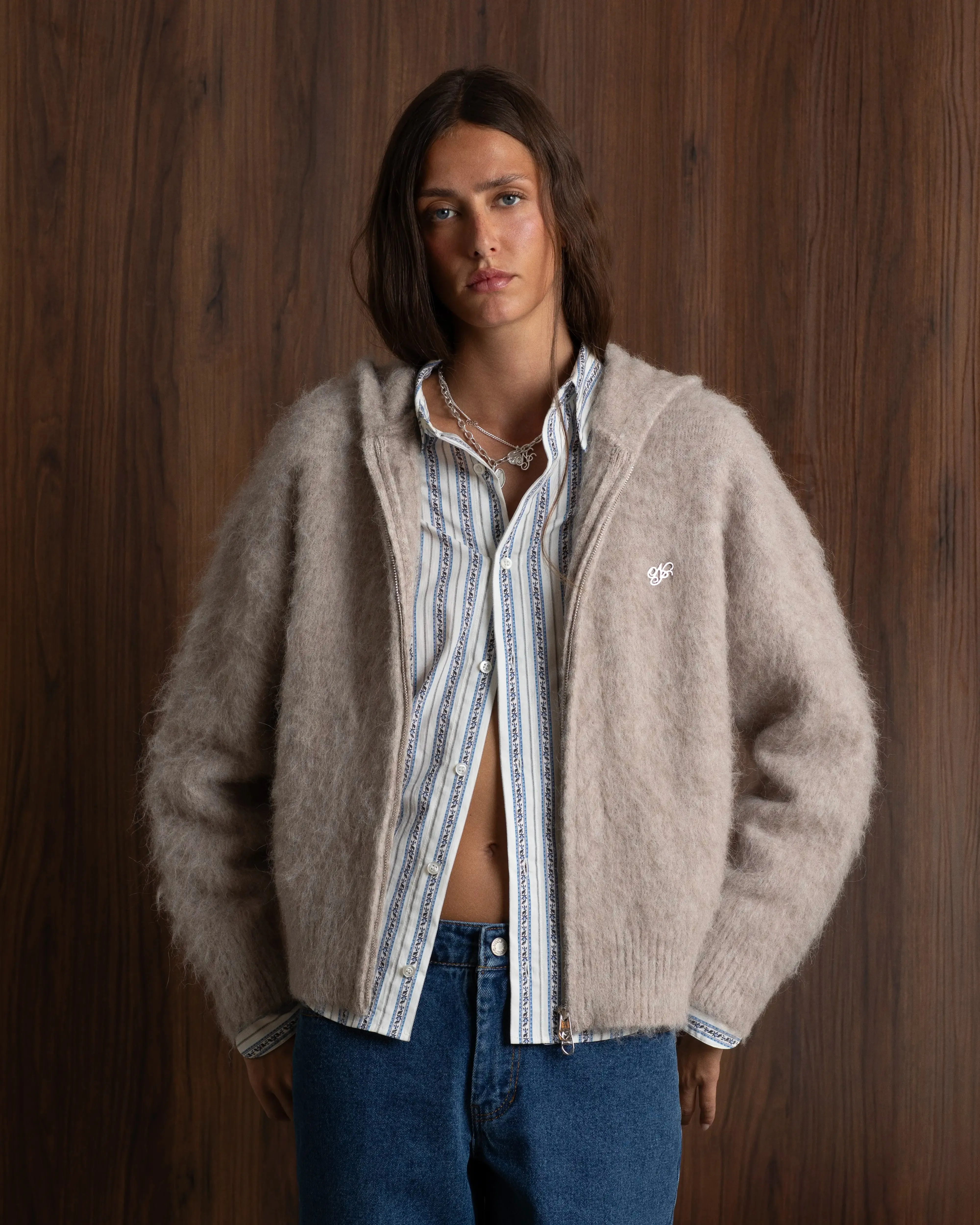 Alpachino Knit Zip-Up Hoodie Beige sold by Nude Project product image thumbnail 3