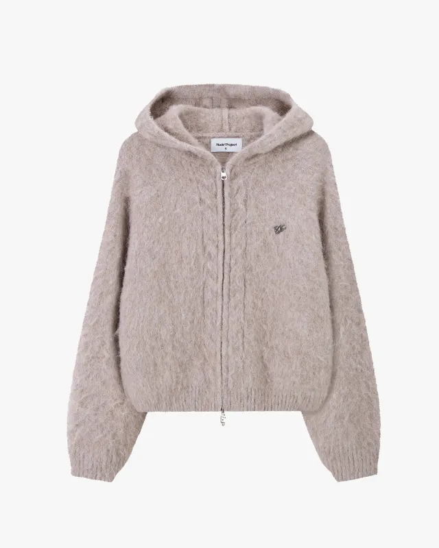 Alpachino Knit Zip-Up Hoodie Beige sold by Nude Project