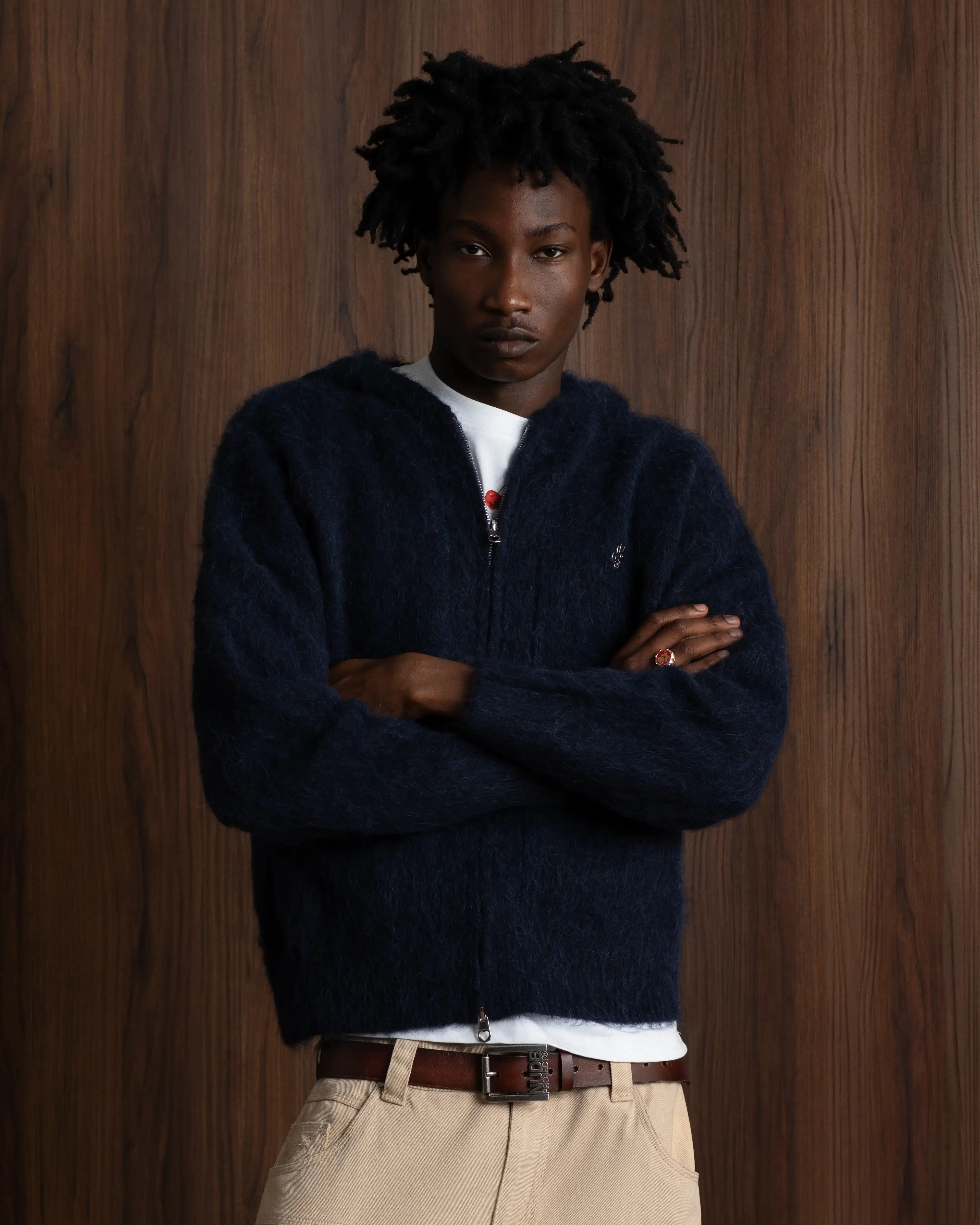 Alpachino Knit Zip-Up Hoodie Navy sold by Nude Project product image thumbnail 2