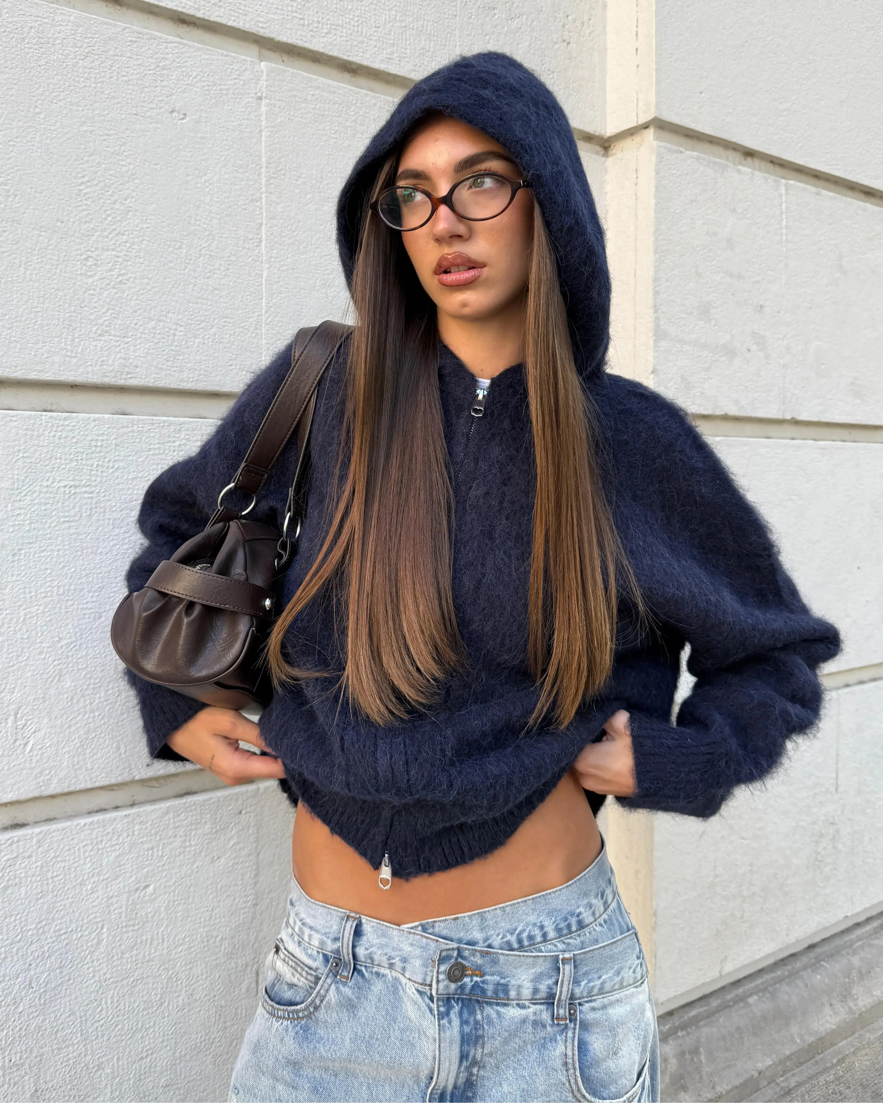 Alpachino Knit Zip-Up Hoodie Navy sold by Nude Project product image thumbnail 4