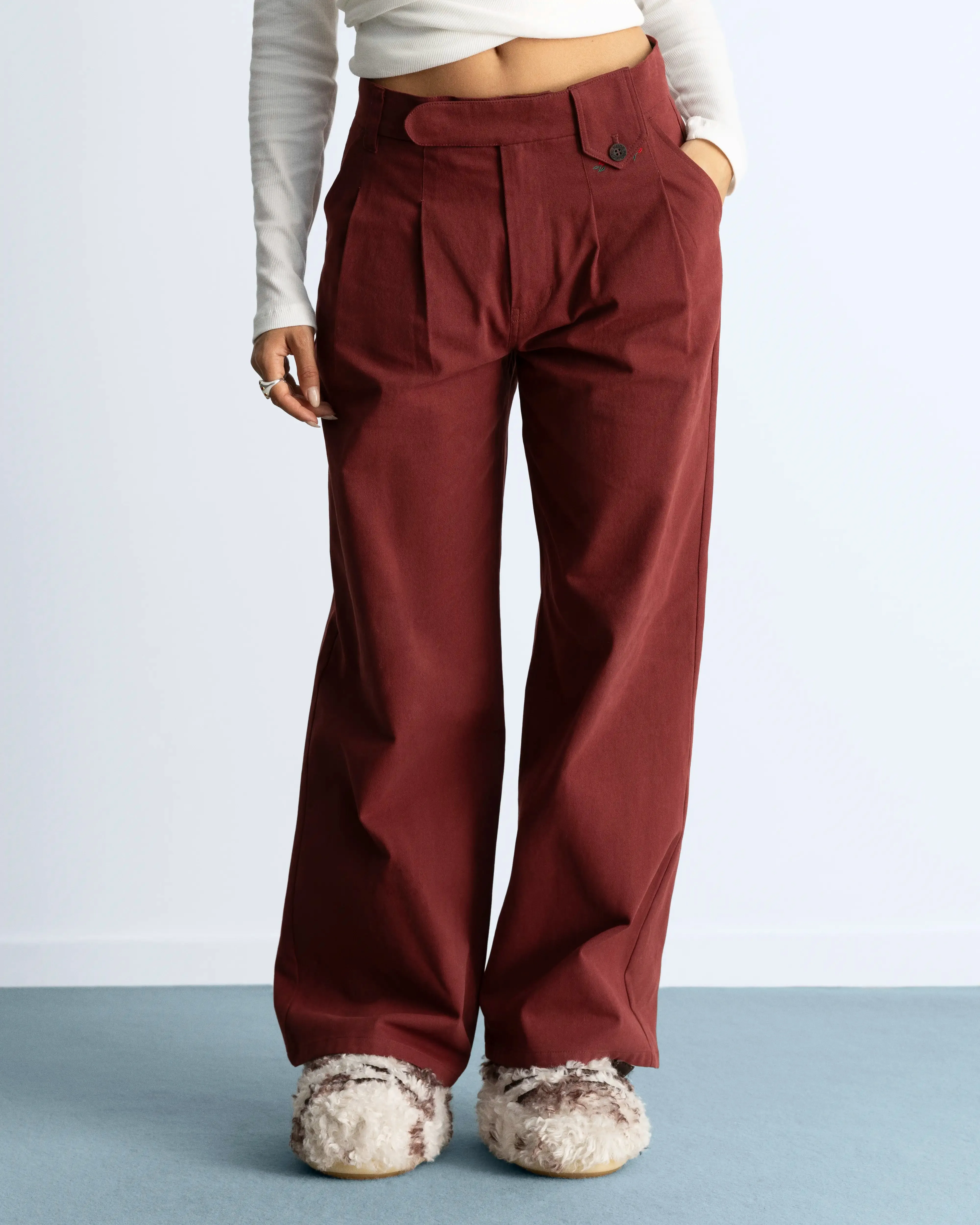 Vinyl Chino Pants Burgundy sold by Nude Project product image thumbnail 4
