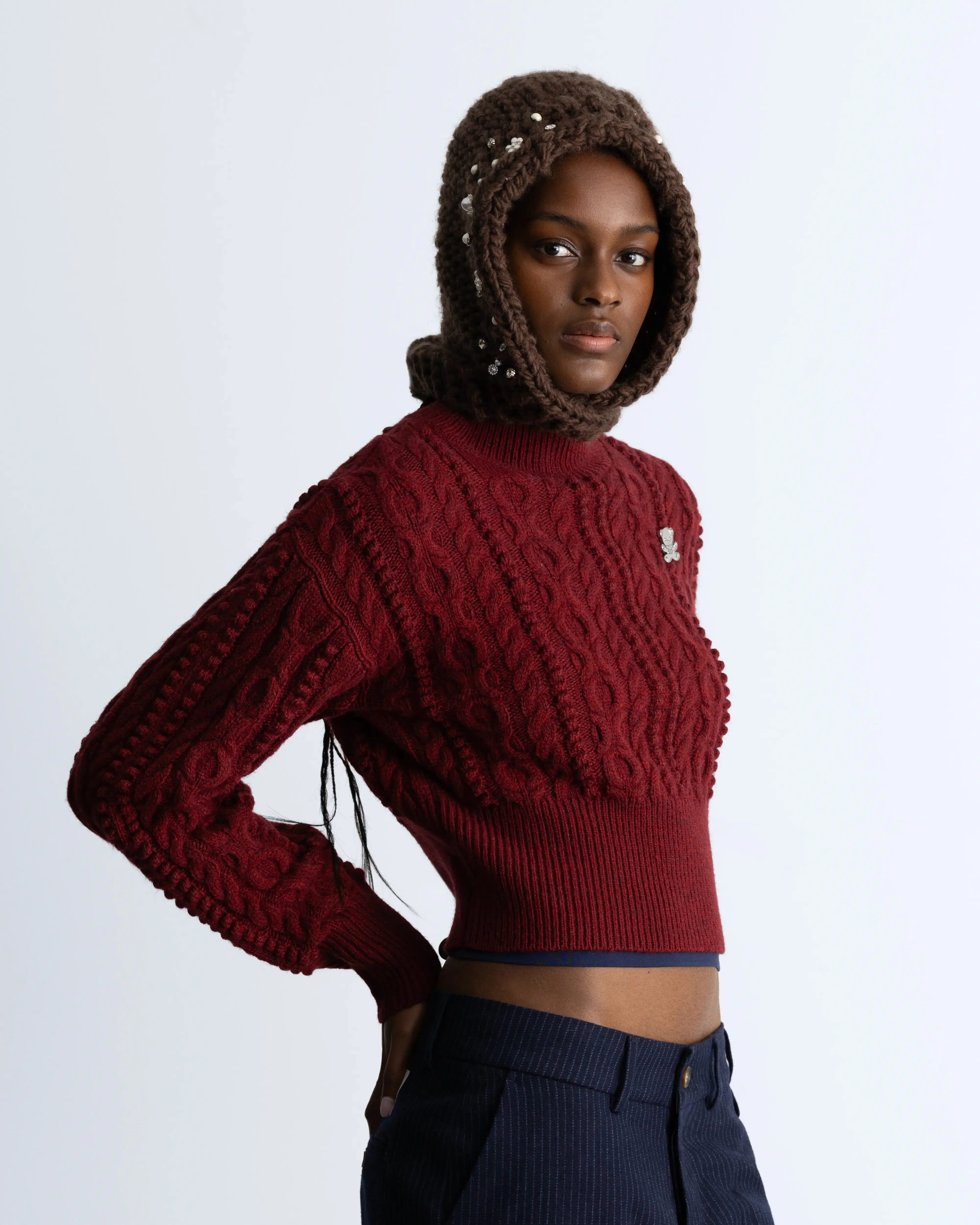 Osa Cable Knit Sweater Burgundy sold by Nude Project product image thumbnail 3