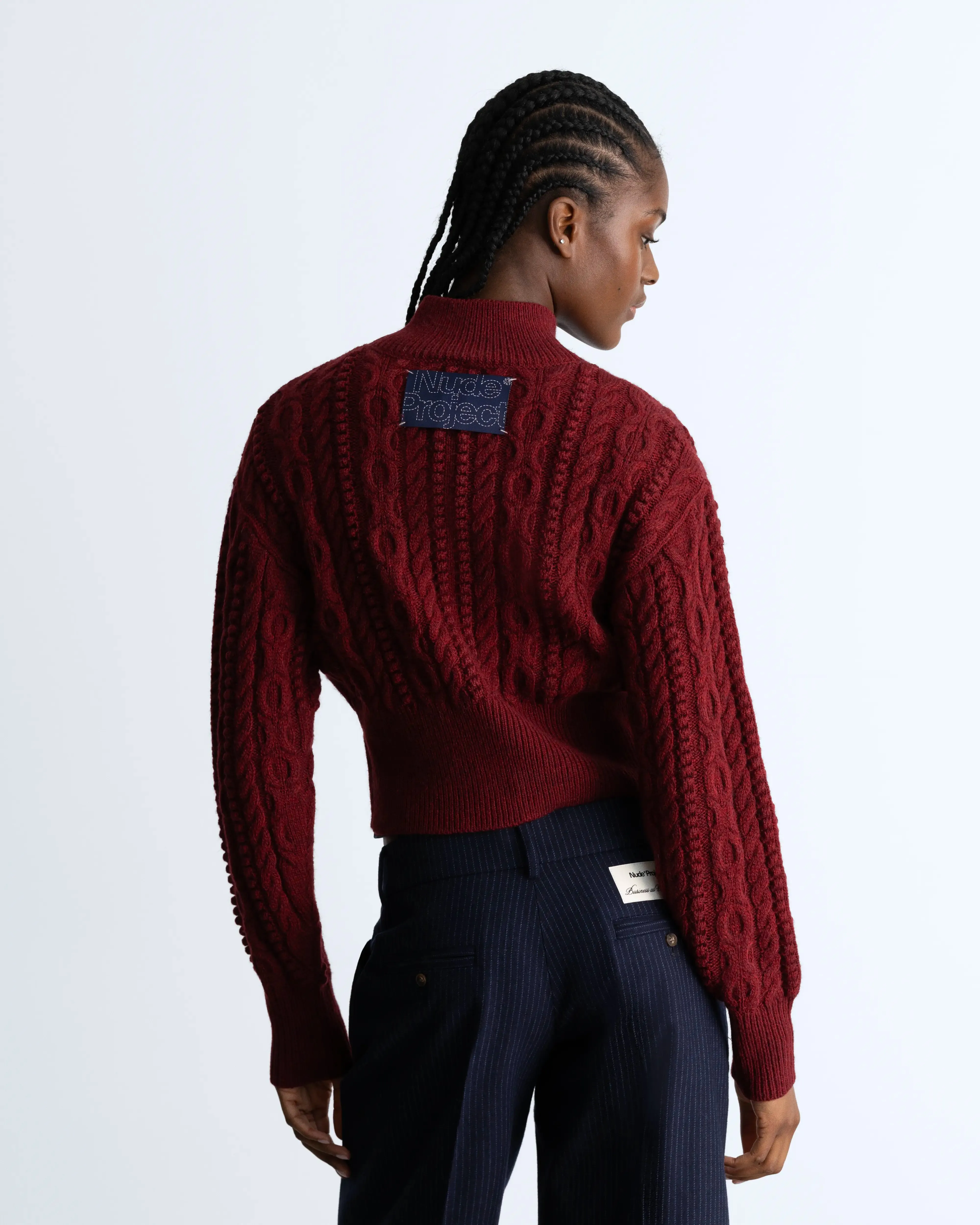 Osa Cable Knit Sweater Burgundy sold by Nude Project product image thumbnail 5