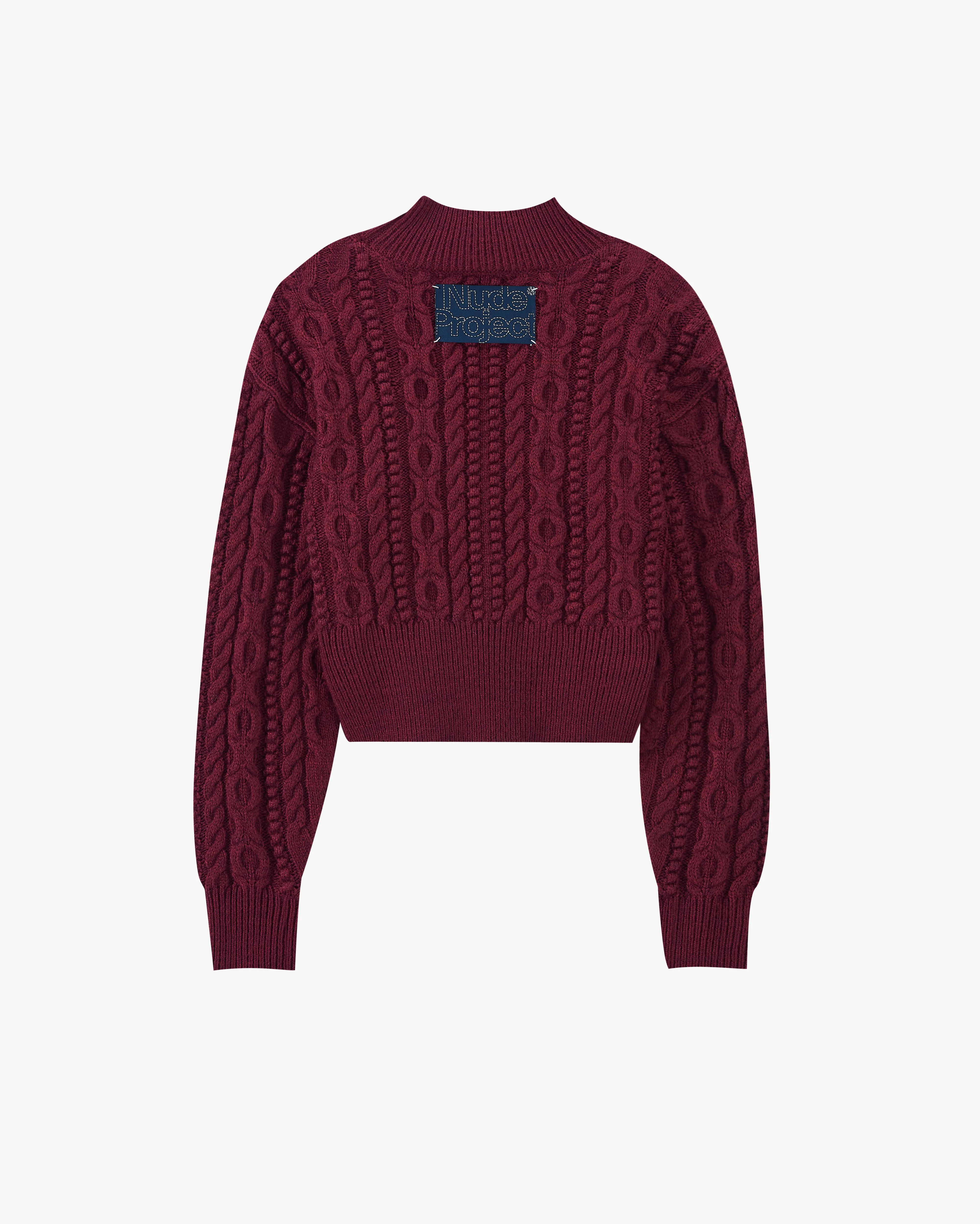 Osa Cable Knit Sweater Burgundy sold by Nude Project product image thumbnail 4