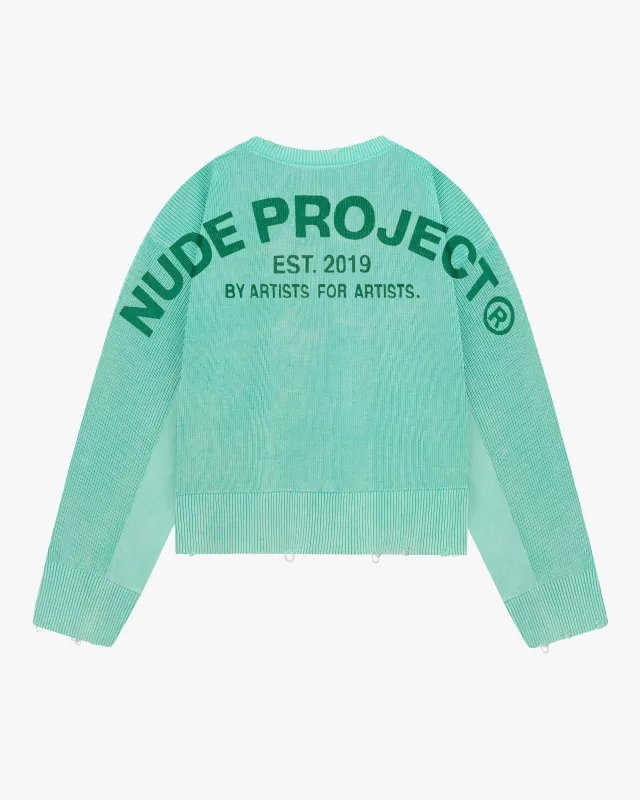 Perfect Cropped Knit Sweater Mint Green sold by Nude Project