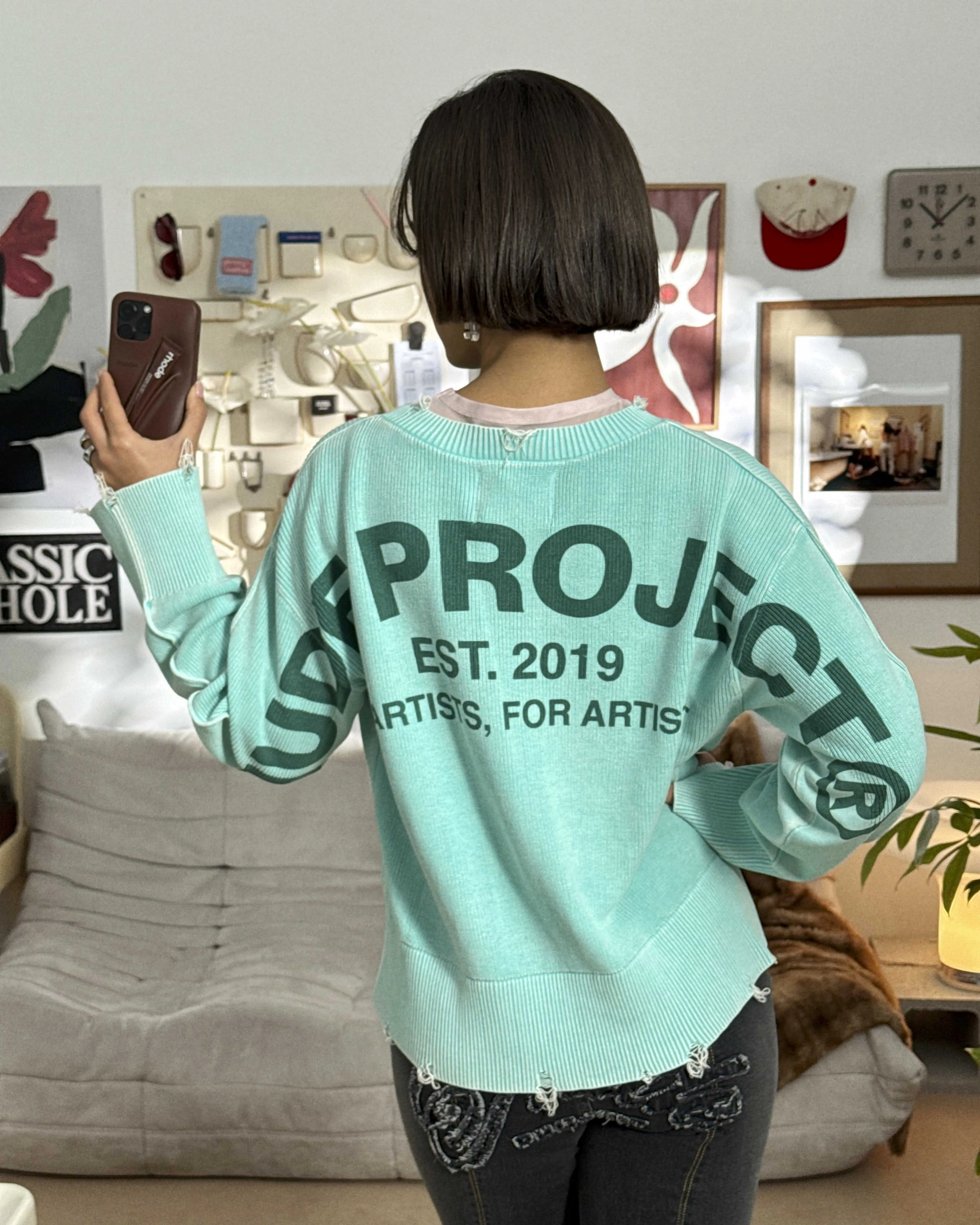 Perfect Cropped Knit Sweater Mint Green sold by Nude Project product image thumbnail 5