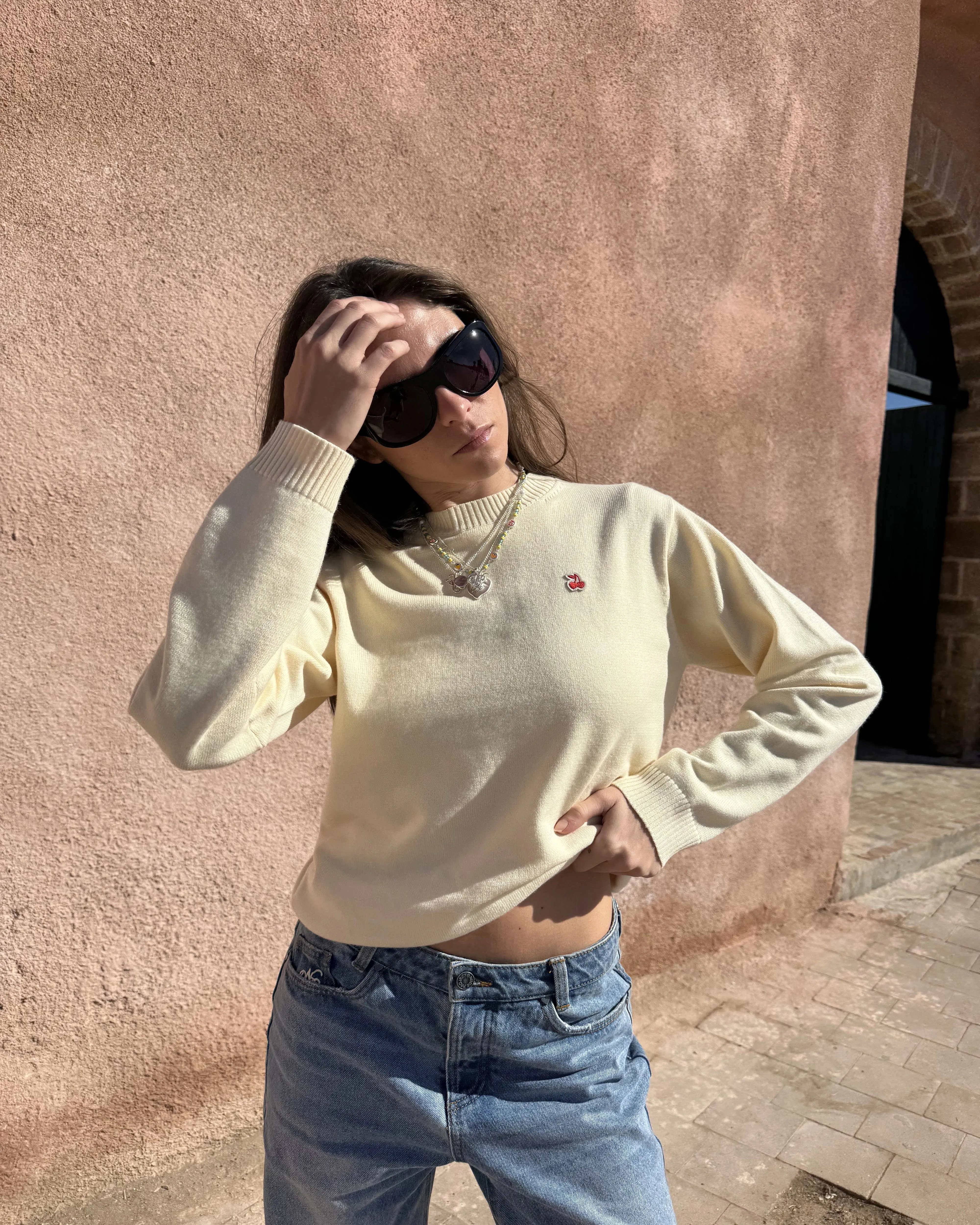 Cherry Logo Knit Sweater Marshmallow sold by Nude Project product image thumbnail 5