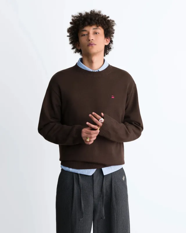 Cherry Logo Knit Sweater Brown made by Nude Project