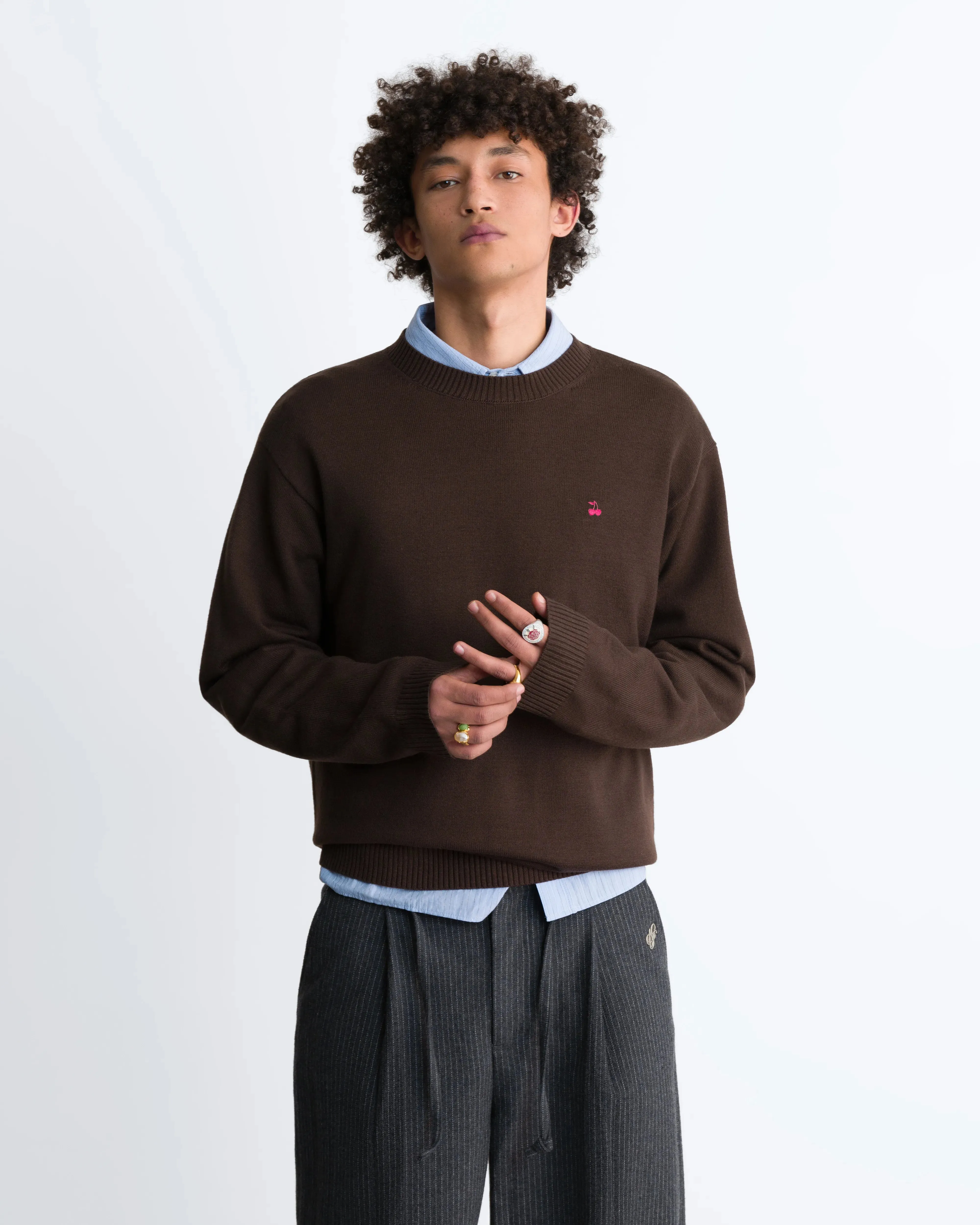 Cherry Logo Knit Sweater Brown sold by Nude Project