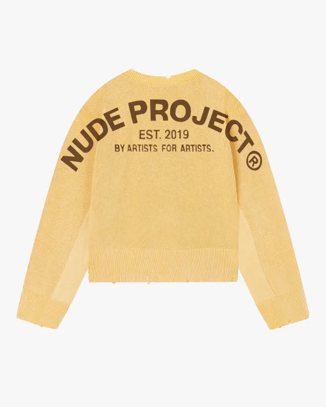 Perfect Cropped Knit Sweater Yellow made by Nude Project