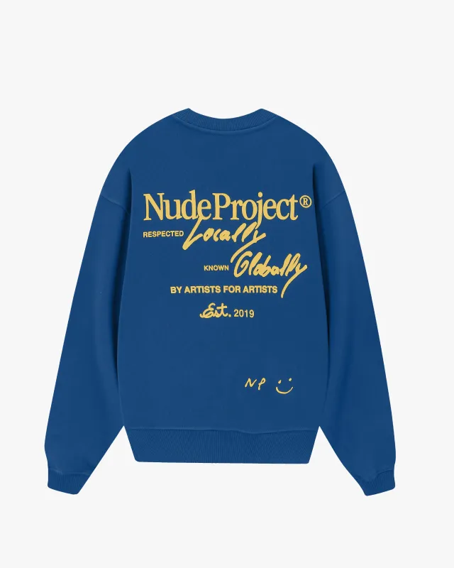 Global Soon Sweatshirt Blue sold by Nude Project