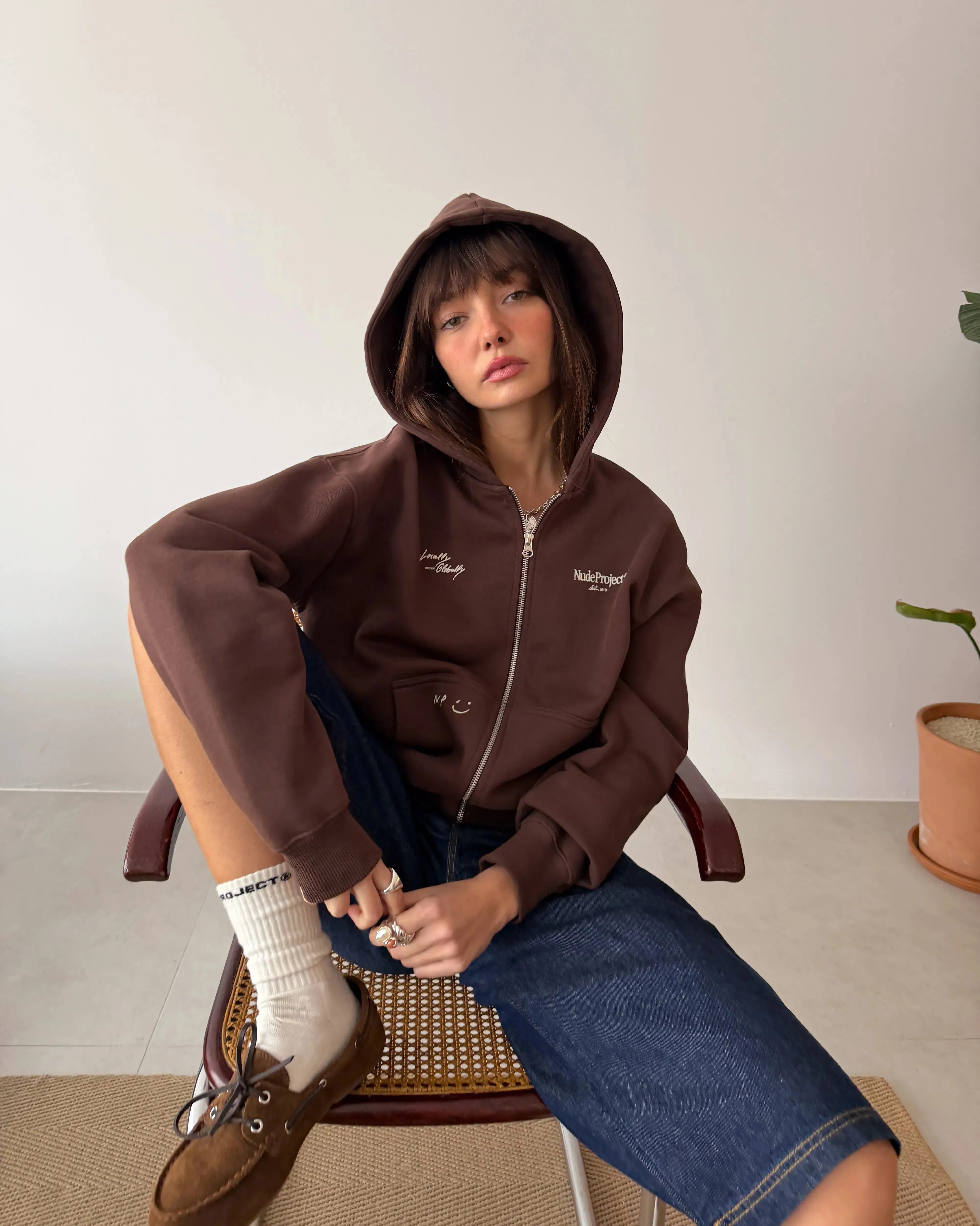 Global Soon Zip-Up Hoodie Brown sold by Nude Project product image thumbnail 4