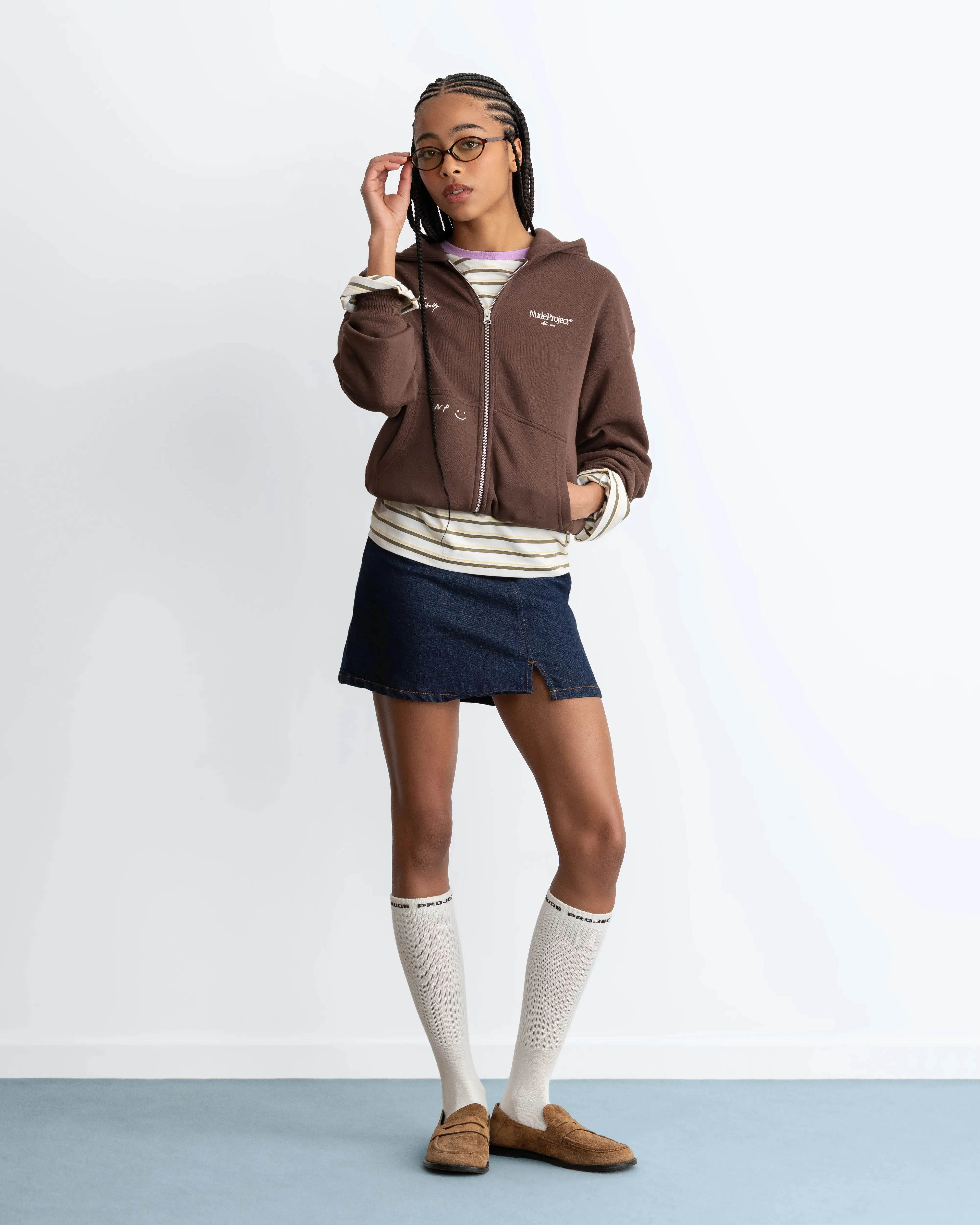Global Soon Zip-Up Hoodie Brown sold by Nude Project product image thumbnail 2