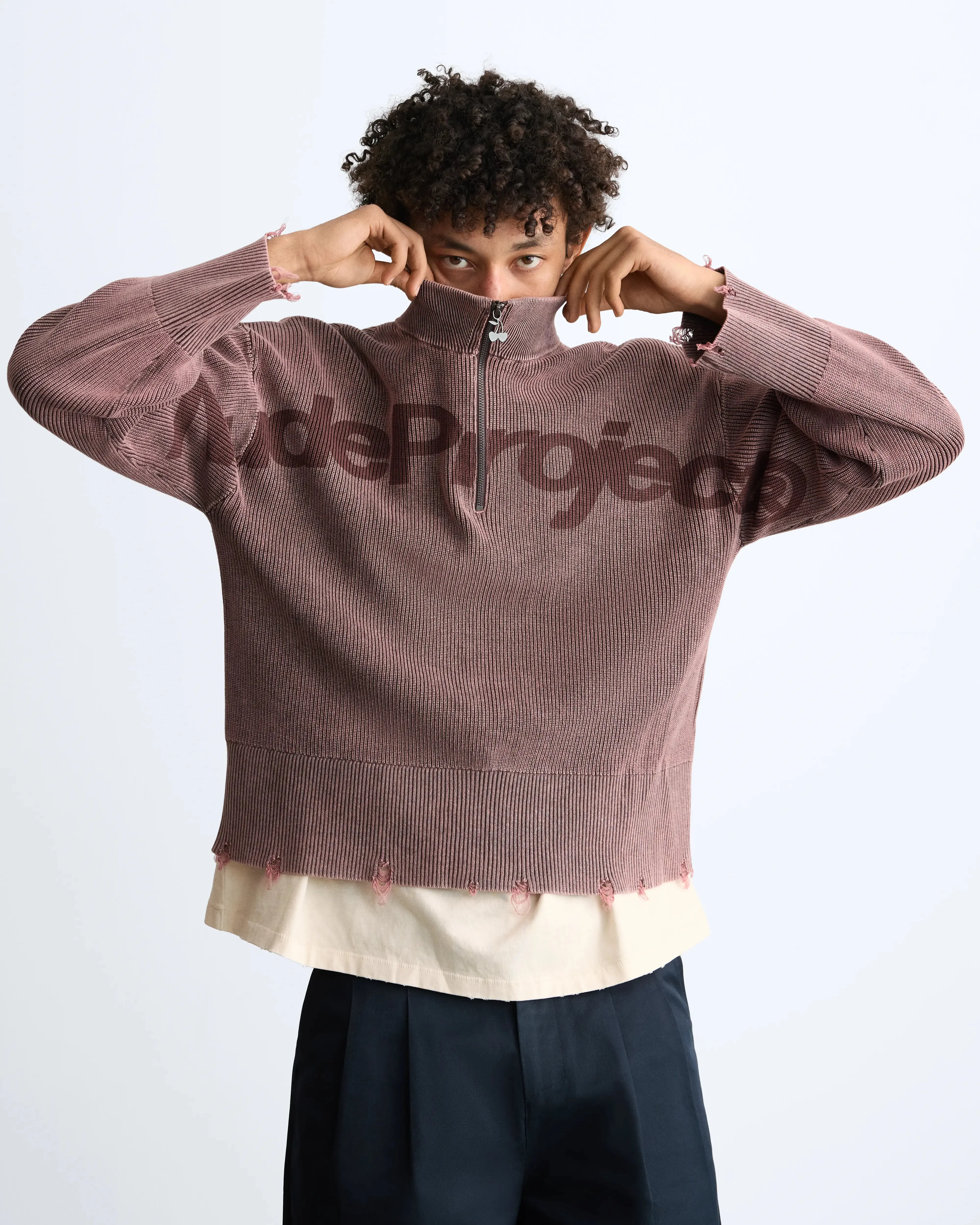 Beast Quarter-Zip Knit Brown sold by Nude Project product image thumbnail 4