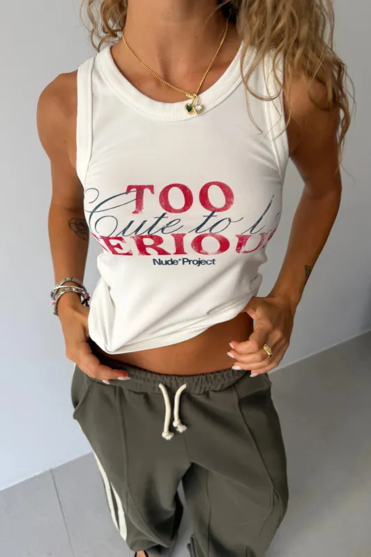 Too Serious Tank Top Ivory made by Nude Project