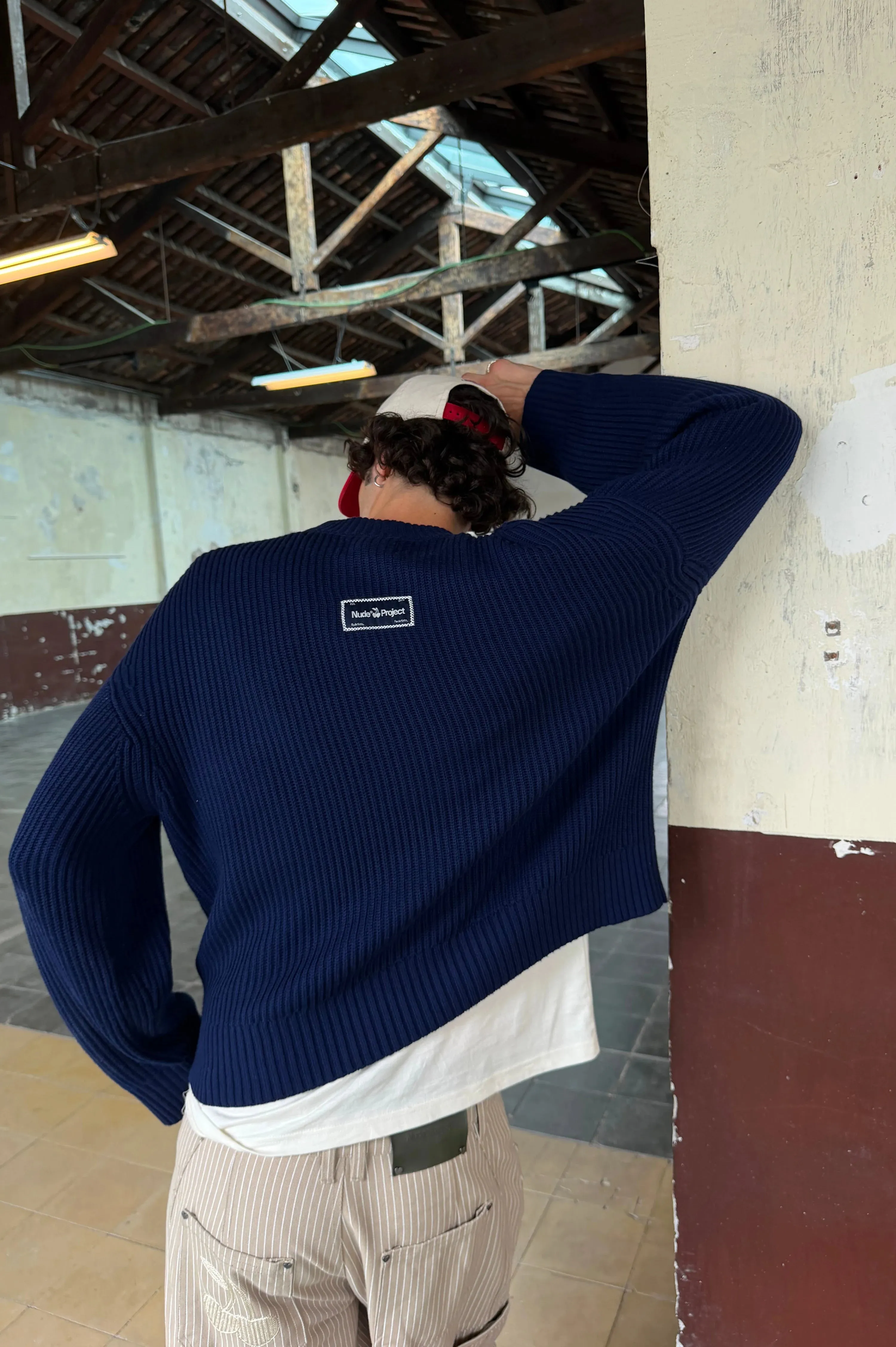 Wavy Knit Sweater Navy sold by Nude Project product image thumbnail 5
