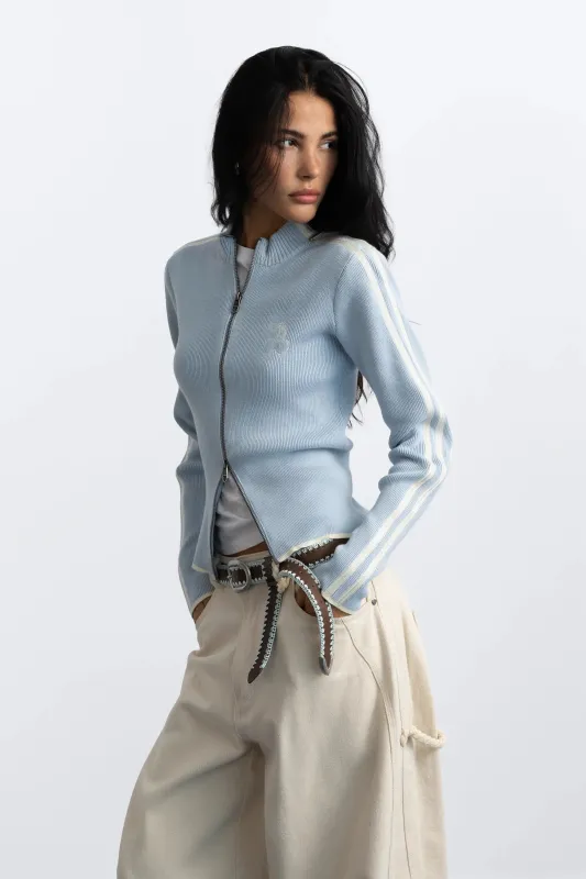 Cherries Full-Zip Knit Light Blue made by Nude Project