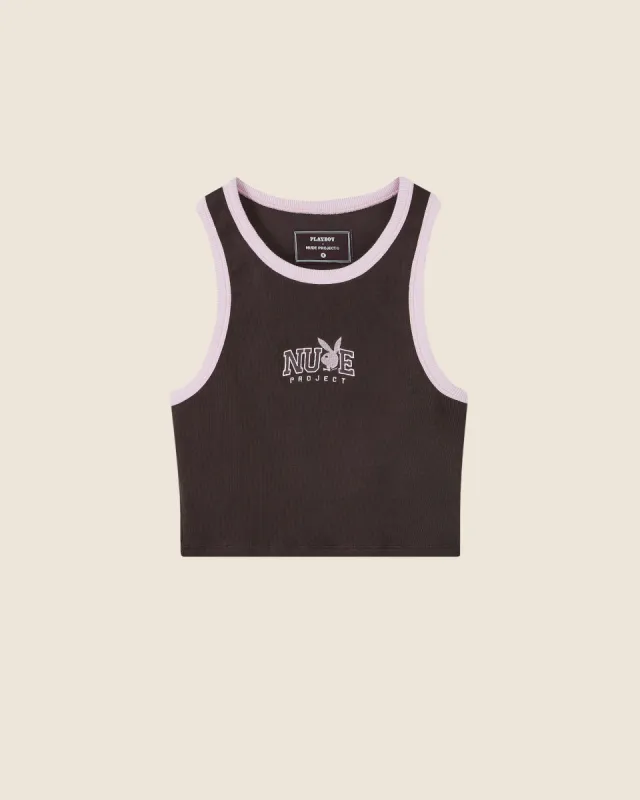 PLAYBOY VARSITY TOP BROWN sold by Nude Project