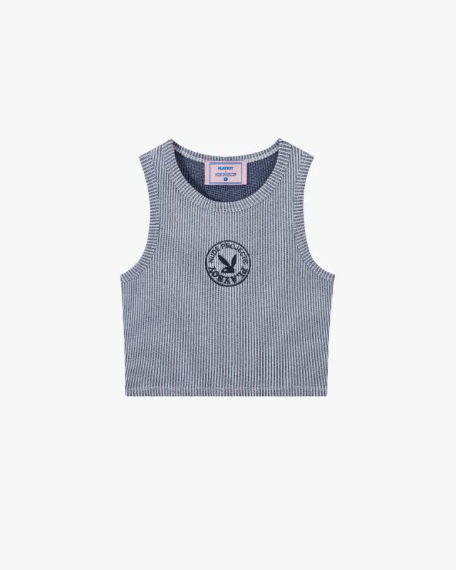 PLAYBOY CONTRAST RIBBED TANK TOP BLUE sold by Nude Project