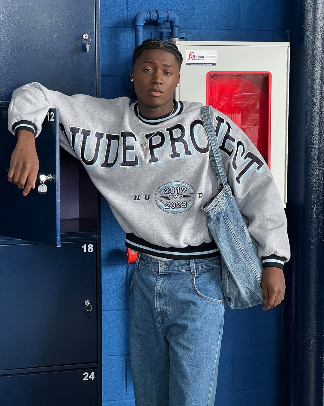LOGO CROPPED CREWNECK GREY MELANGE sold by Nude Project product image thumbnail 5