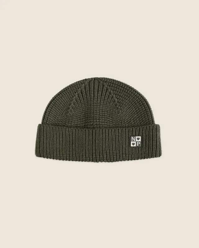 Fisherman Beanie With Pin Khaki sold by Nude Project