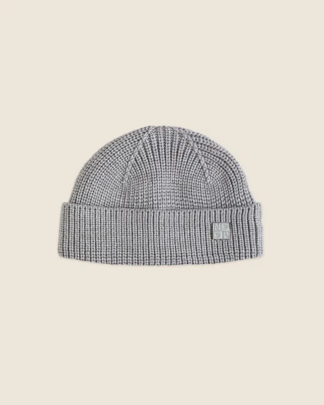 FISHERMAN BEANIE WITH PIN GREY sold by Nude Project