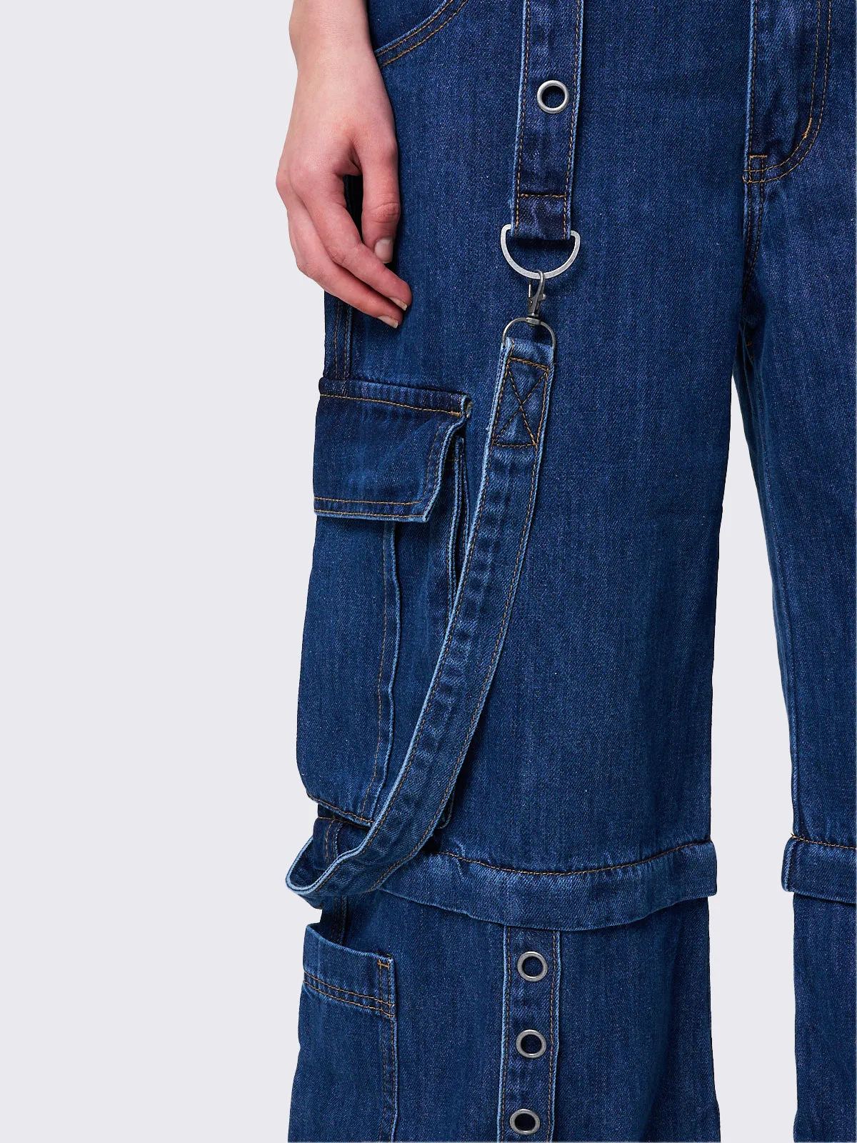 Trek Blue Wide Leg Cargo Jeans sold by Minga London product image thumbnail 5