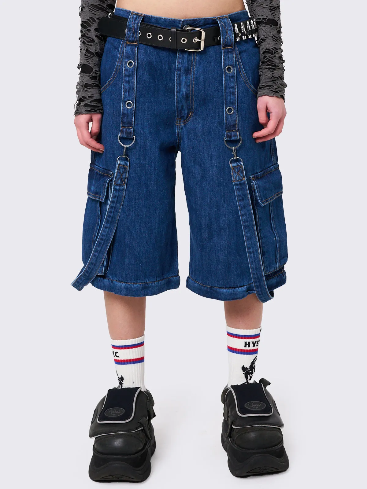Trek Blue Wide Leg Cargo Jeans sold by Minga London product image thumbnail 3