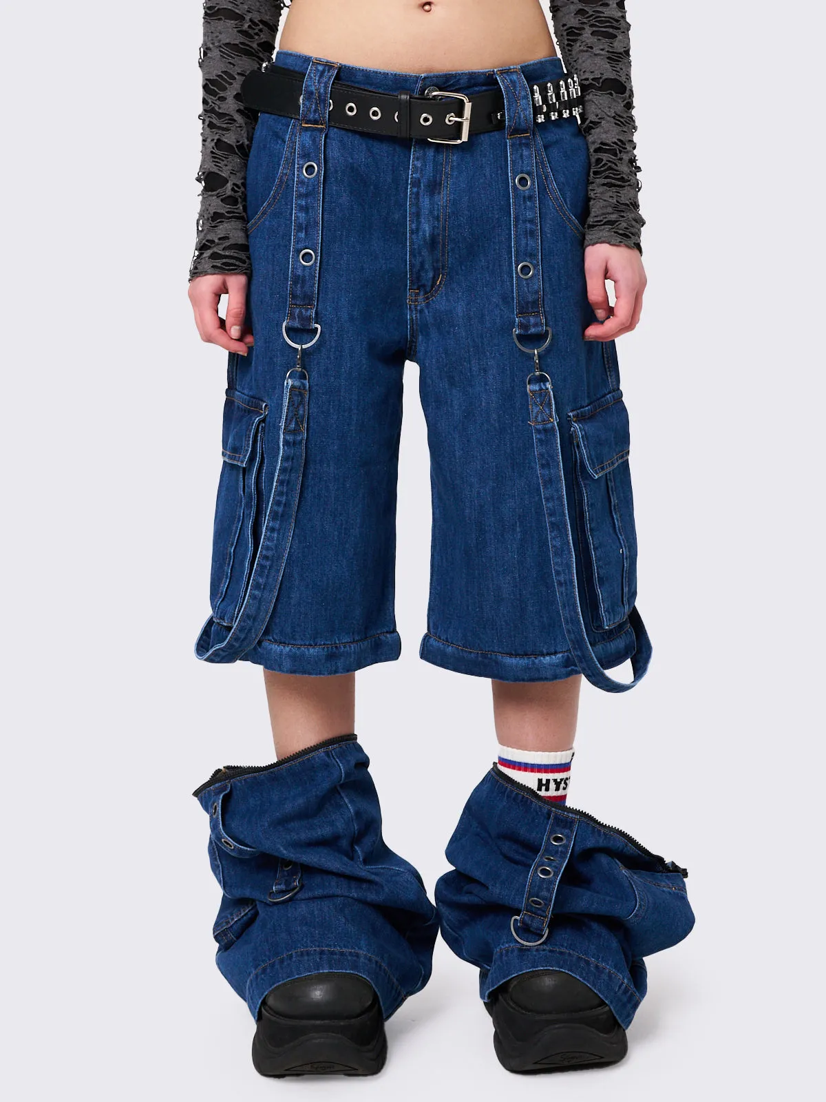 Trek Blue Wide Leg Cargo Jeans sold by Minga London product image thumbnail 4