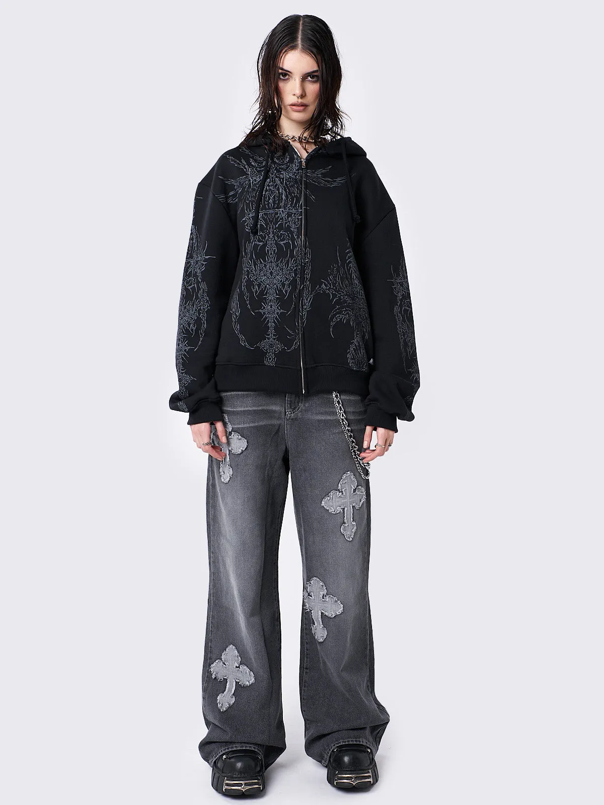 Enigmatic Black Zip Up Hoodie | Parallel