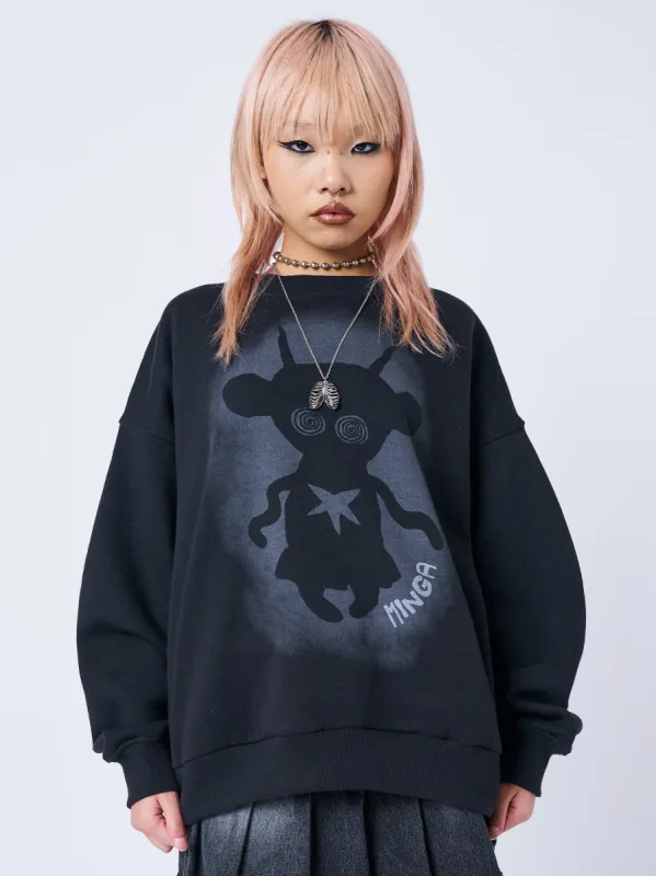 Unworldly Black Graphic Sweatshirt sold by Minga London