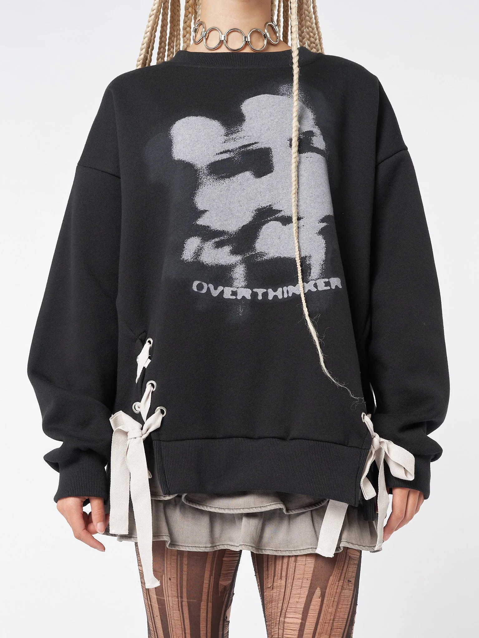 Overthinker Black Lace Up Sweatshirt sold by Minga London product image thumbnail 3