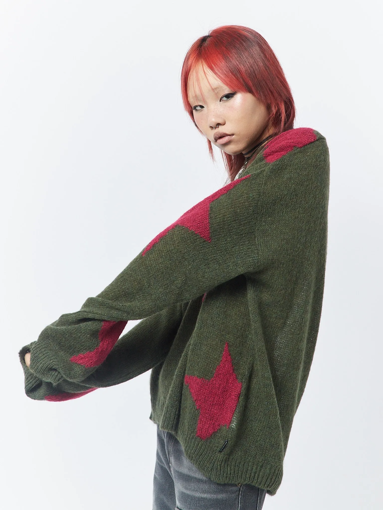 Interstellar Star Pink Khaki Knit Sweater sold by Minga London product image thumbnail 4