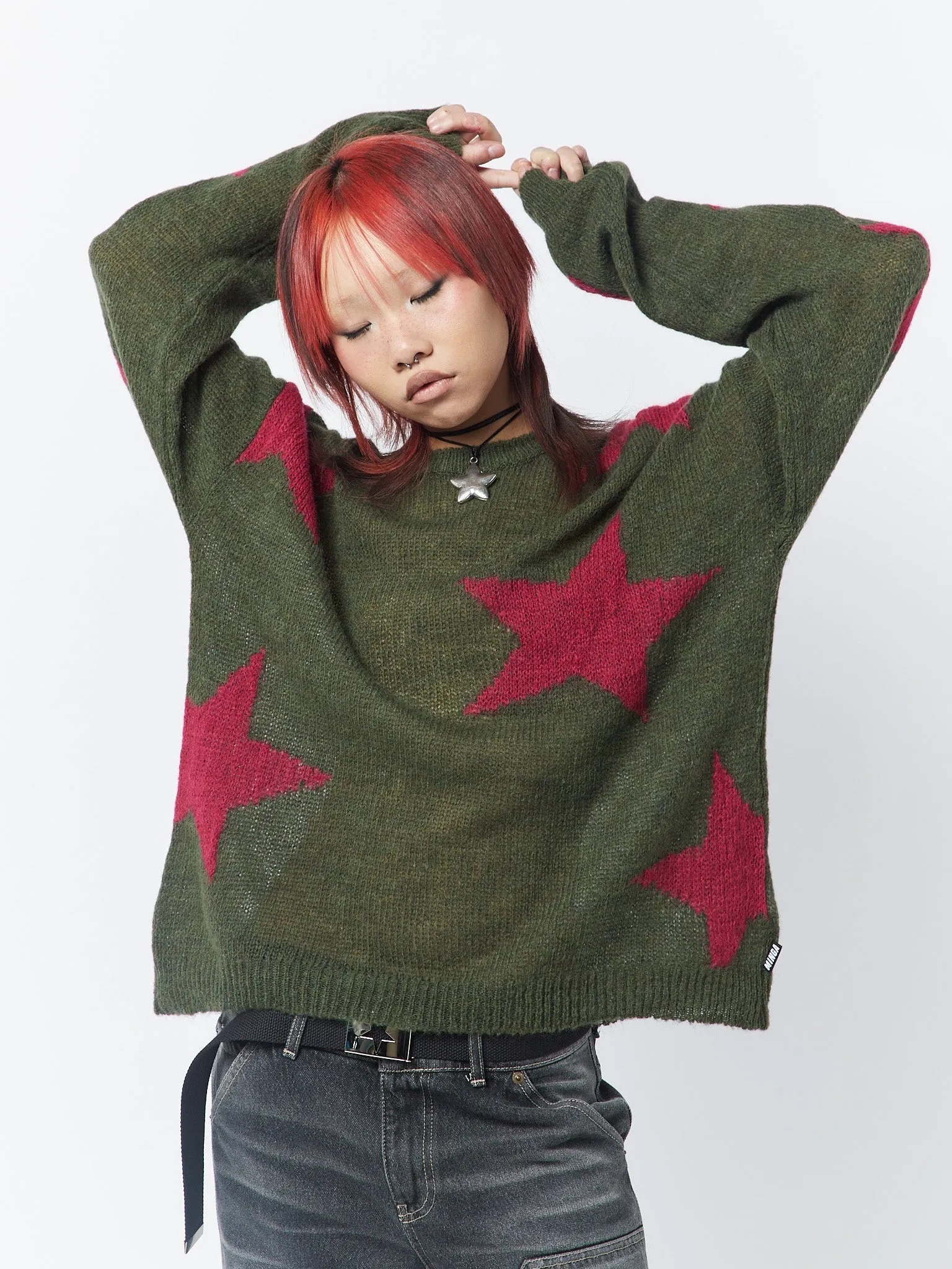 Interstellar Star Pink Khaki Knit Sweater sold by Minga London product image thumbnail 2