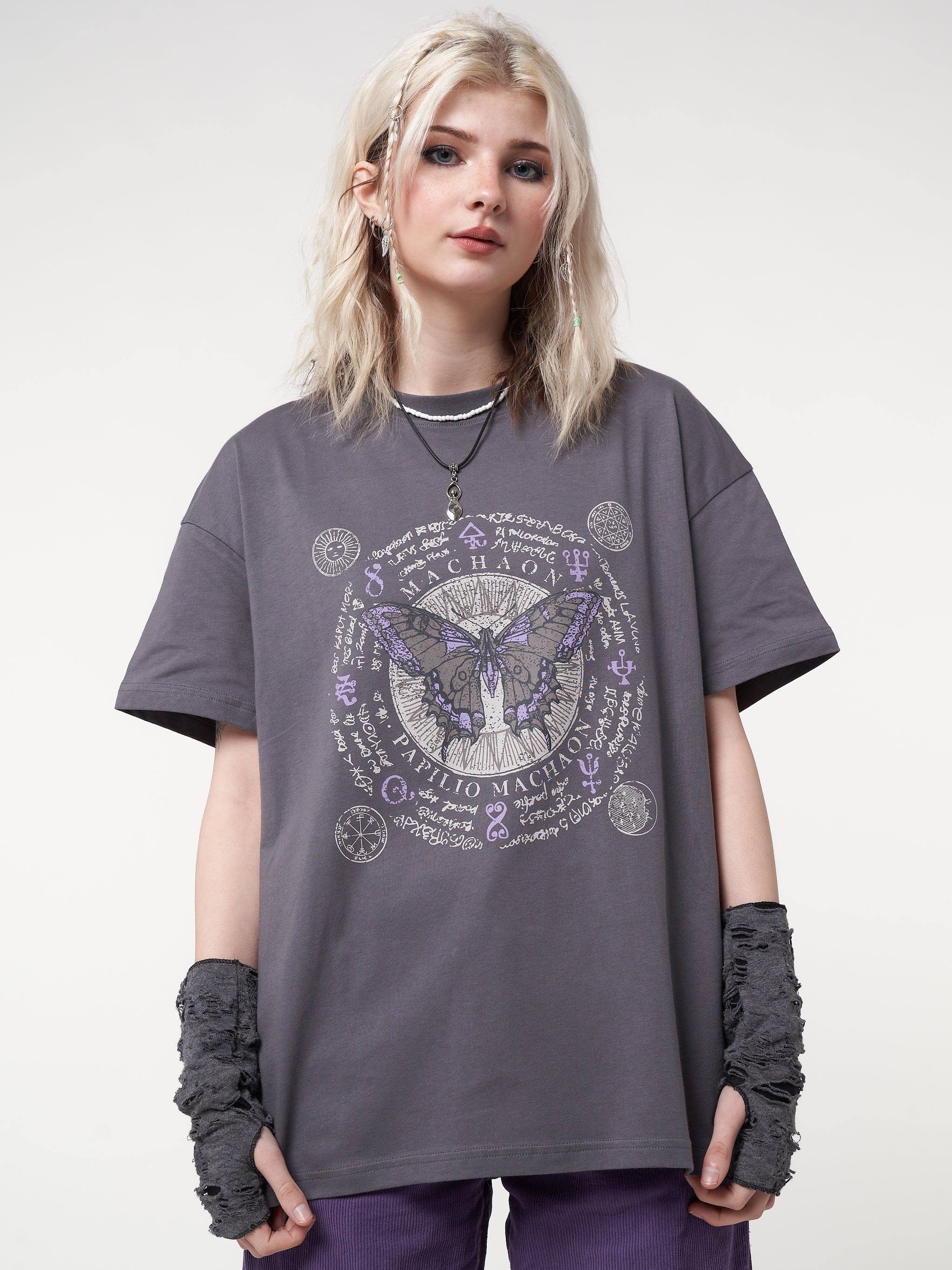 Ancient Butterfly Charcoal Grey T-shirt sold by Minga London product image thumbnail 4