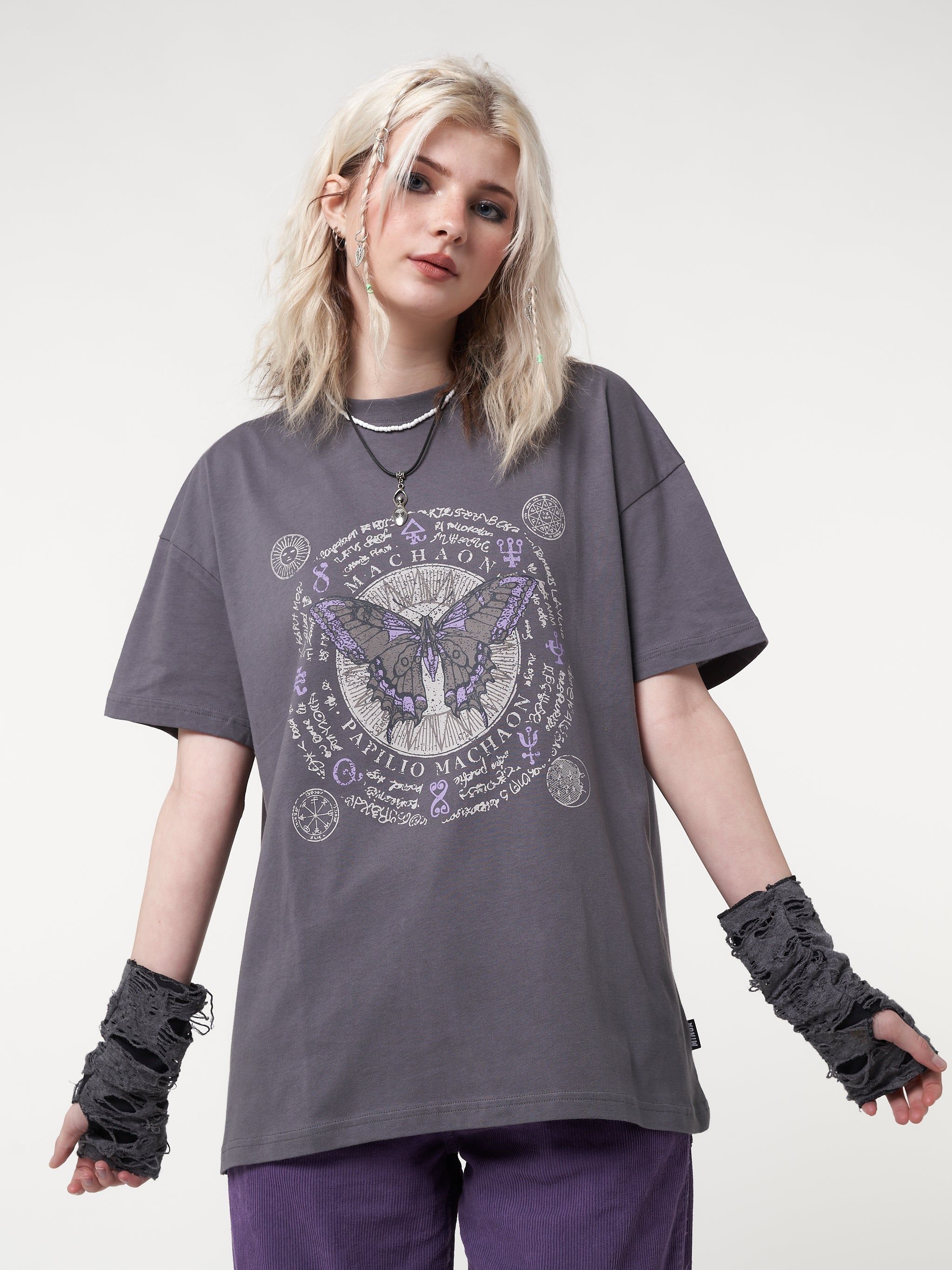 Ancient Butterfly Charcoal Grey T-shirt sold by Minga London