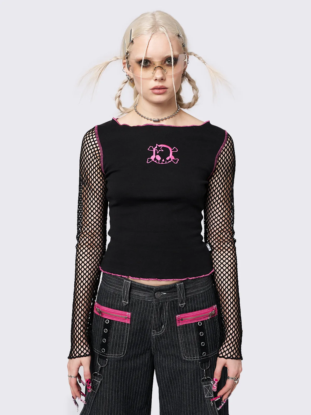Lethal Fishnet Long Sleeve Top sold by Minga London