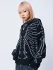 X-Ray Jacquard Black Hooded Knit Cardigan sold by Minga London