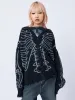 X-Ray Jacquard Black Hooded Knit Cardigan sold by Minga London