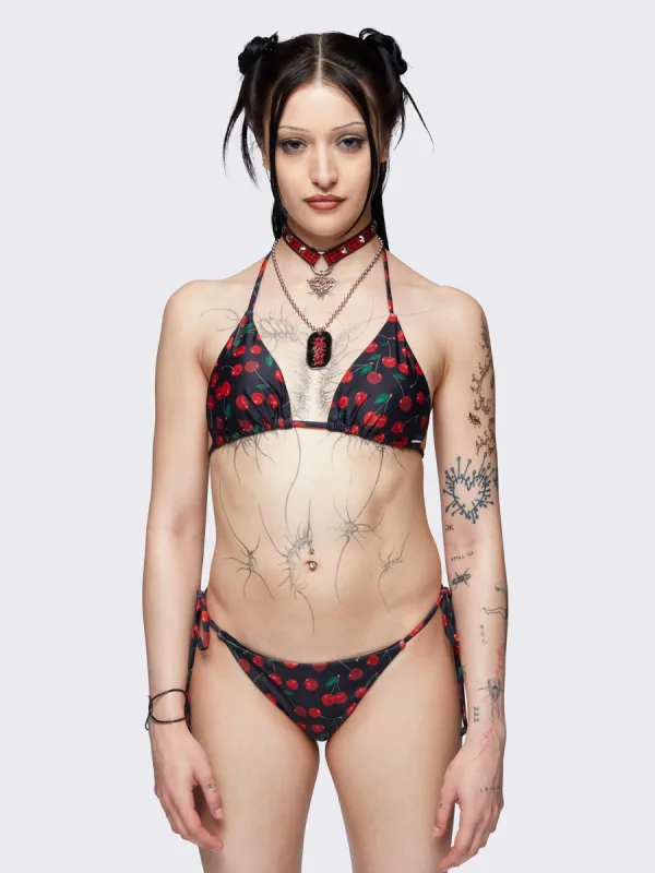 Cherry Bomb Tie Side Bikini Bottoms sold by Minga London