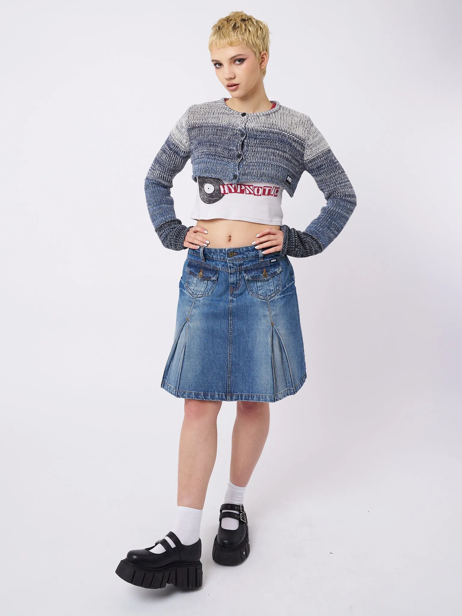 Drea Blue Extreme Cropped Cardigan sold by Minga London product image thumbnail 5