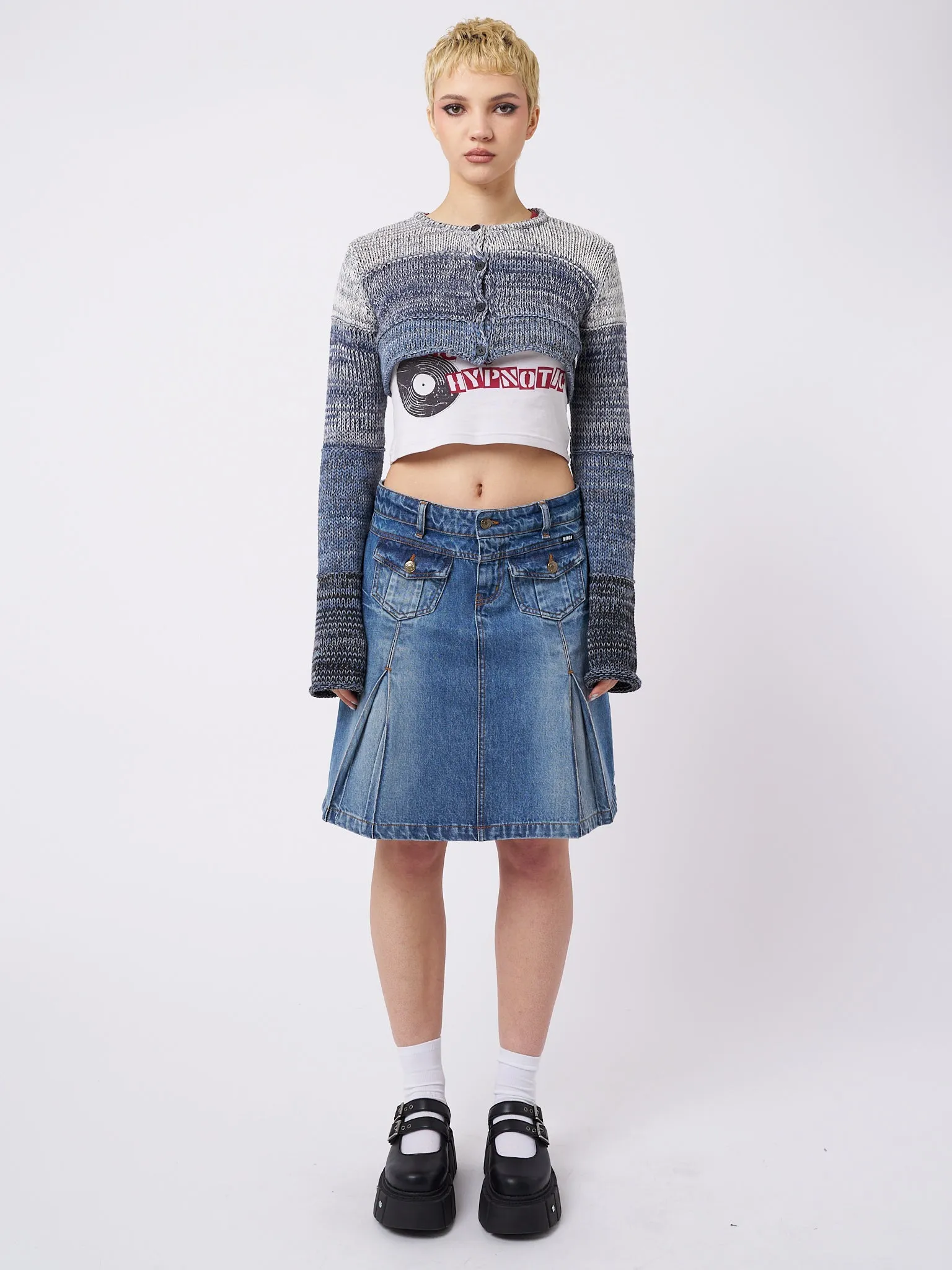 Drea Blue Extreme Cropped Cardigan sold by Minga London product image thumbnail 3