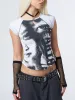 Illusion Graphic Capped Sleeves Tee sold by Minga London